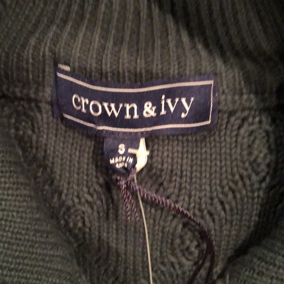 Crown & Ivy Men's Quarter Zip Cable Knit Sweater-Size Small NWT - Picture 6 of 8